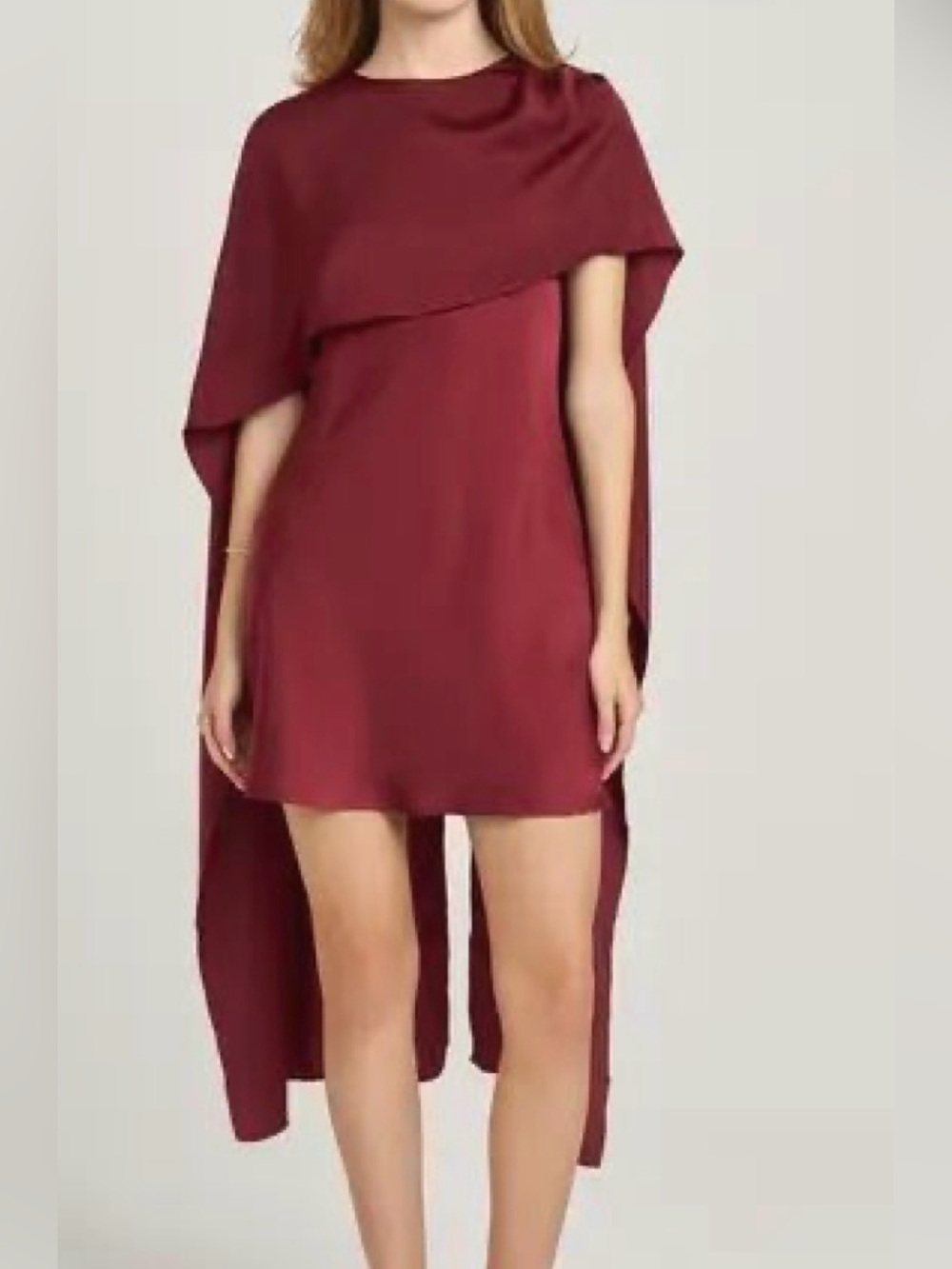 Wayf Burgundy Cape-Back Mini Dress